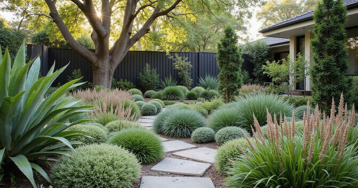 Melbourne garden with native and exotic plants