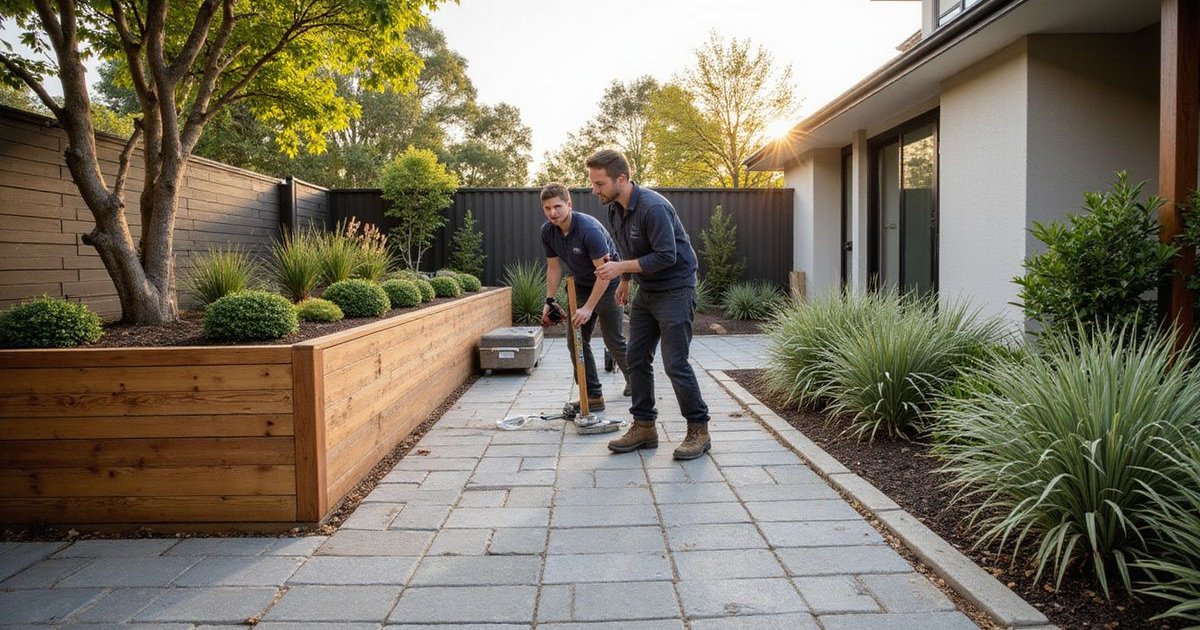 Melbourne landscape construction in progress